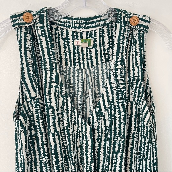 Anthropologie Ett Twa Safari V Neck Short Romper Green white Stripes (Sโฆ - Picture 9 of 14